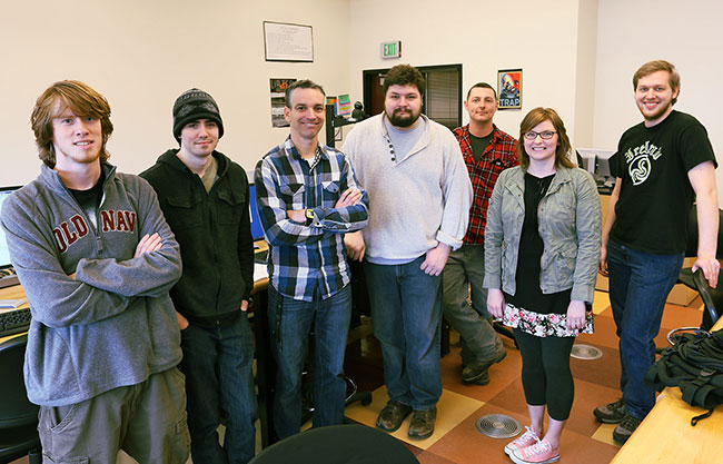 L to R: (From L-R) David Walter, Drew Ross, Eric Waterkotte, George Delorey, Ian Hassel, Sarah Mullikin and Michael Loghry (team members not pictured: Robert Chisick and Joshua Diehl)